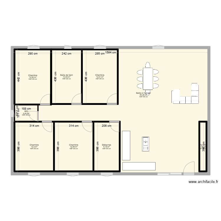 stevens et sandrine. Plan de 9 pièces et 236 m2