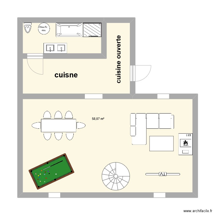Maison Marchenoir. Plan de 1 pièce et 58 m2