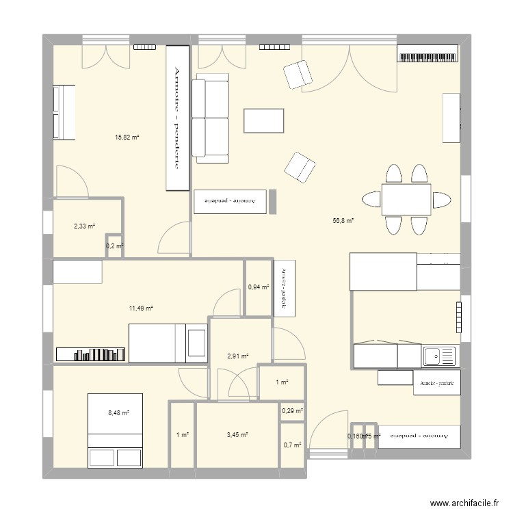 BM65 aménagé PIER. Plan de 15 pièces et 106 m2