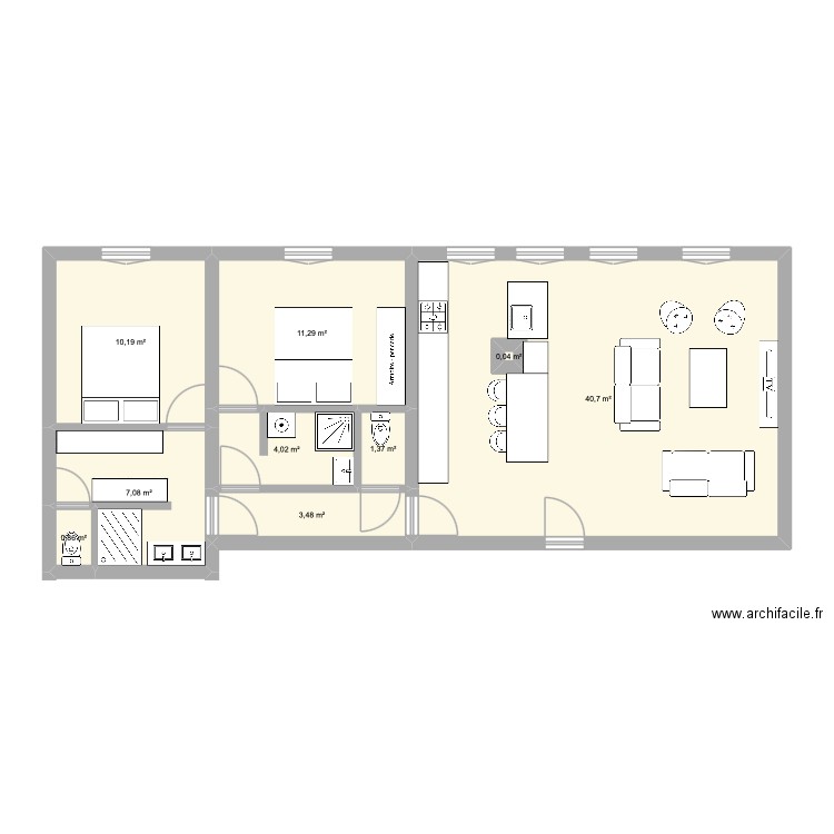 6 jj. Plan de 9 pièces et 80 m2