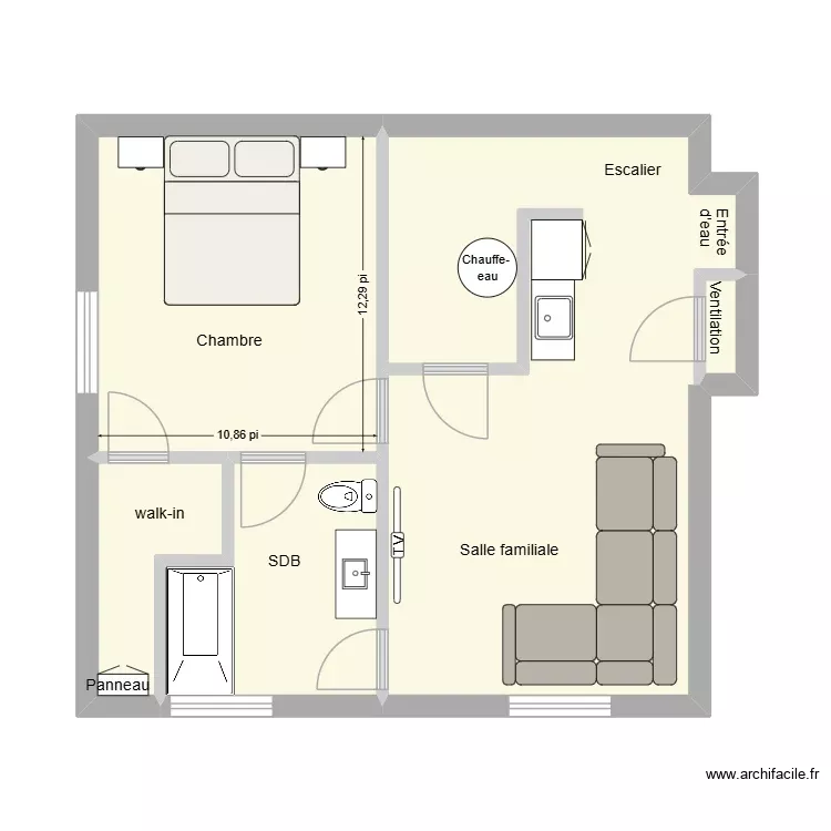 Maison St-Jérome (sous-sol) version 2.0. Plan de 5 Pièces et 45 m² Maison St-Jérome (sous-sol) version 2.0. Plan de 5 Pièces et 45 m²