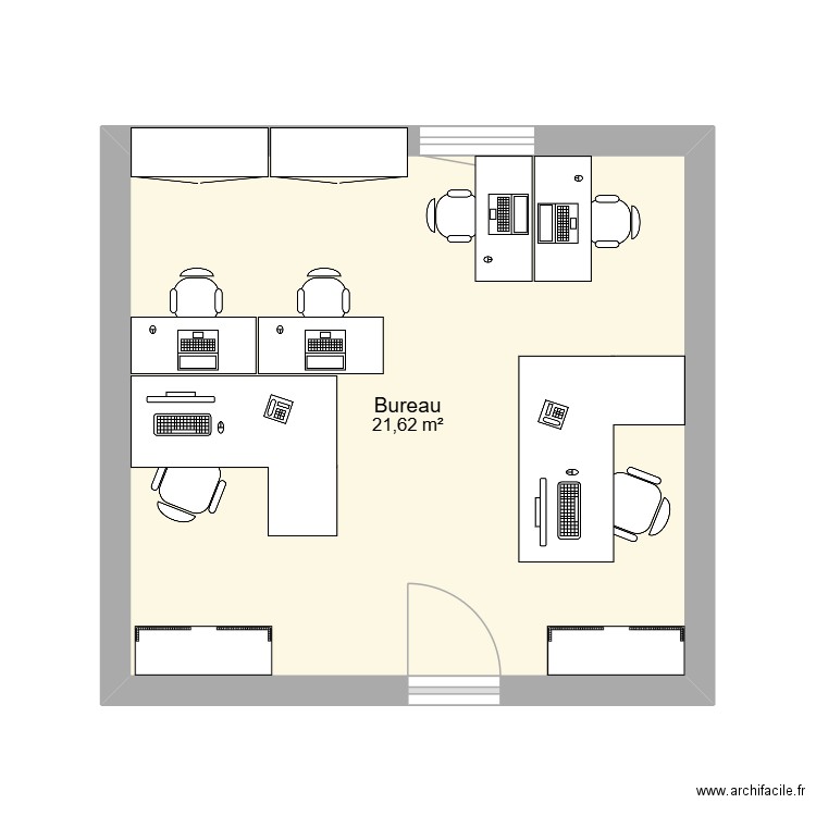 bureau garrage. Plan de 1 pièce et 22 m2