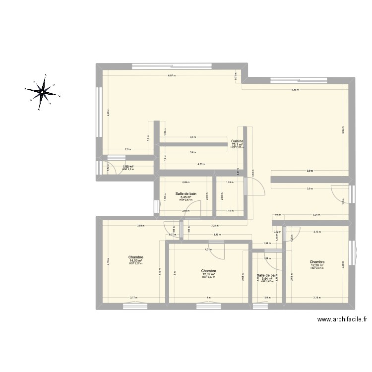maison 2. Plan de 7 pièces et 125 m2