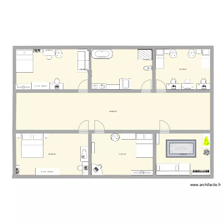 maison izia. Plan de 6  et 152 m²