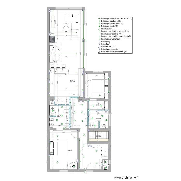 st mich elec. Plan de 7 pièces et 104 m2
