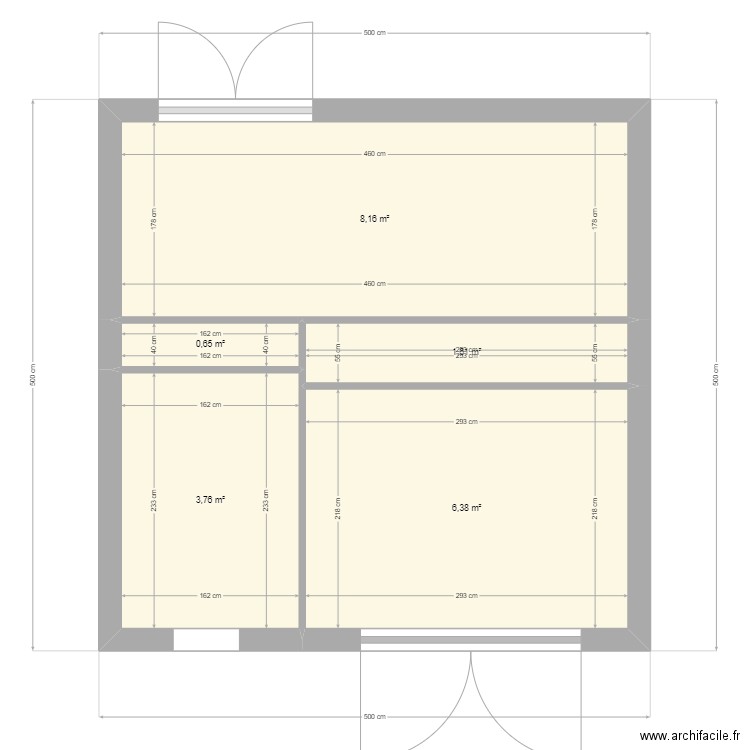 ecurie. Plan de 5 pièces et 21 m2