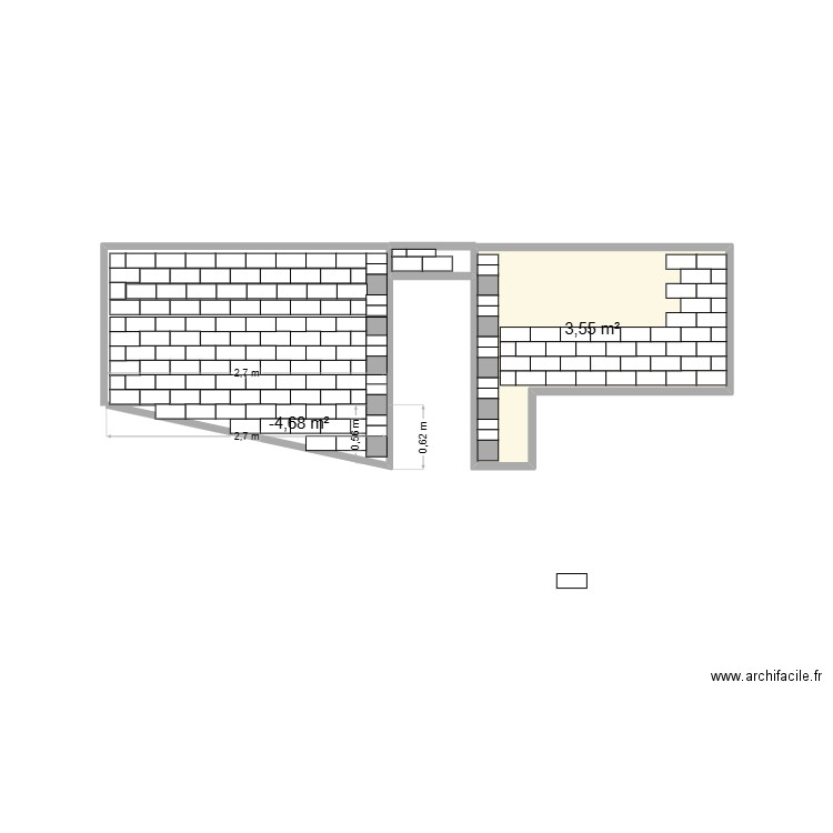 façade garage. Plan de 2 pièces et 4 m2