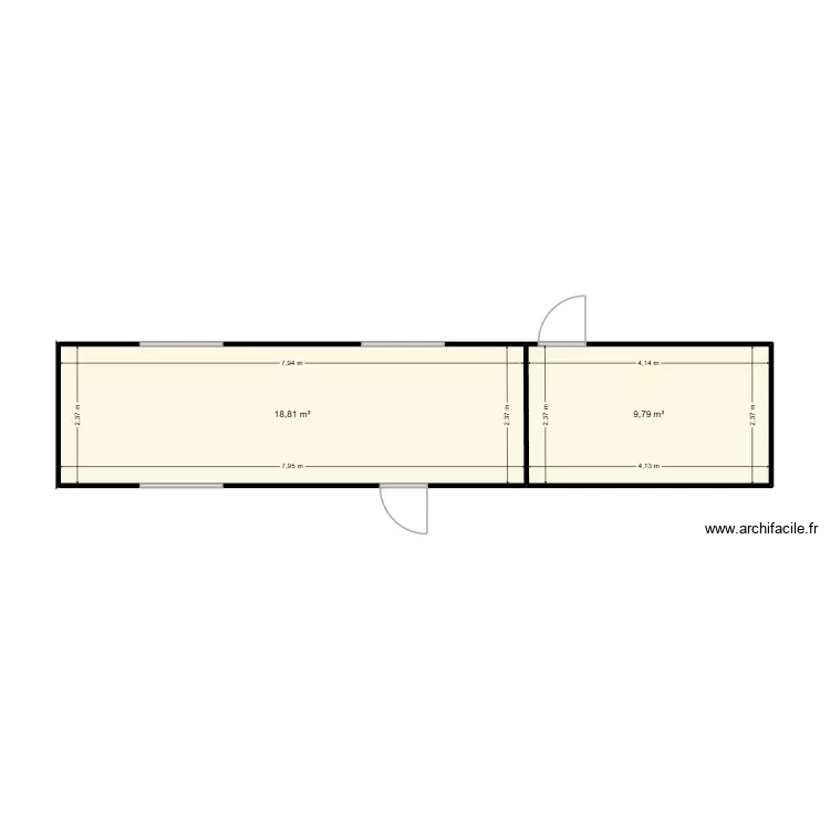 40' bureau 1. Plan de 2 Pièces et 29 m² 40' bureau 1. Plan de 2 Pièces et 29 m²
