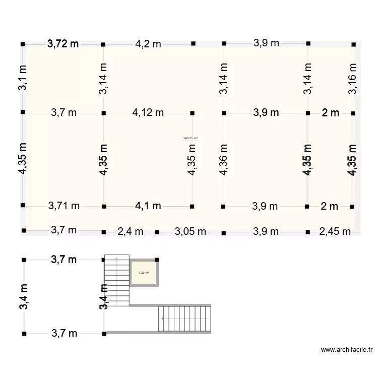 FONDATION. Plan de 2  et 145 m²