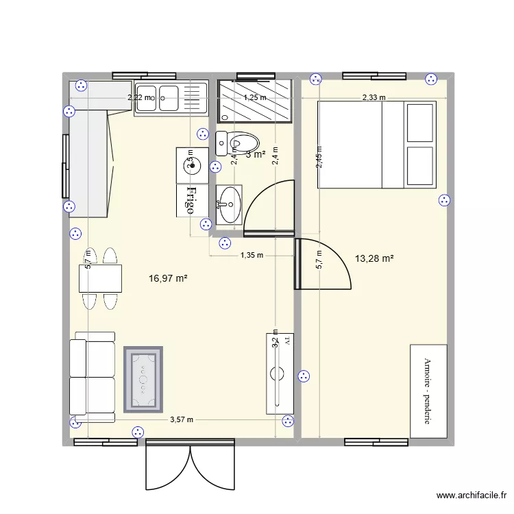 plan routier. Plan de 3  et 33 m²