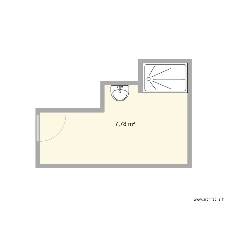 SDB Ter. Plan de 1 pièce et 8 m2