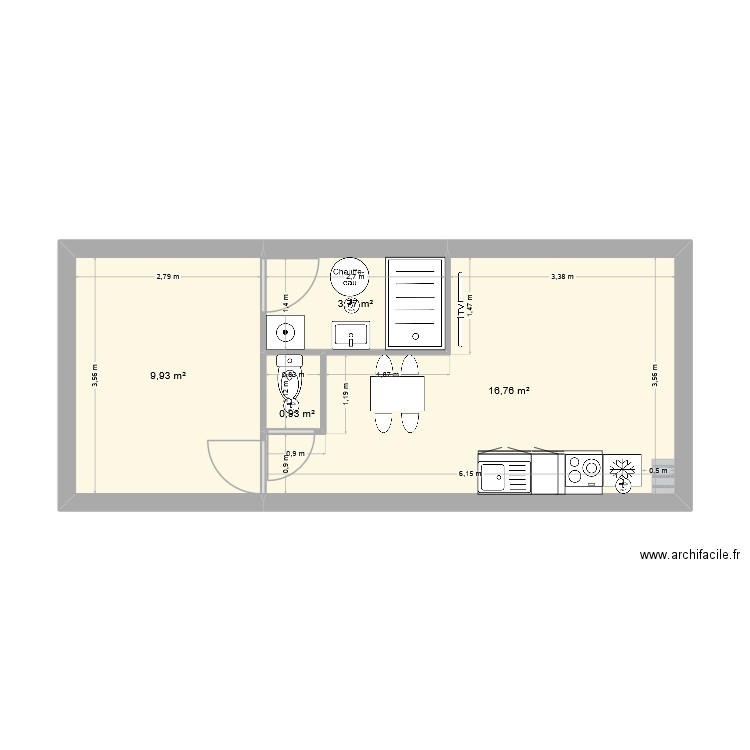 appart 9-1 rdc. Plan de 4 pièces et 31 m2
