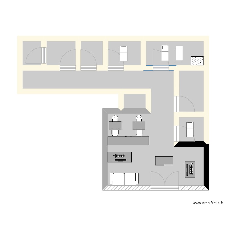 Bo institut. Plan de 9 pièces et 39 m2