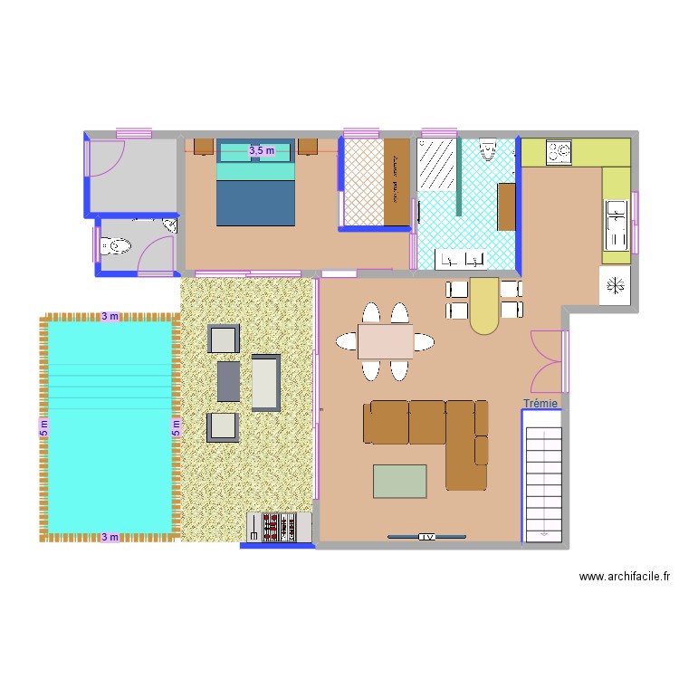Villa Model 2 V0. Plan de 11 pièces et 98 m2
