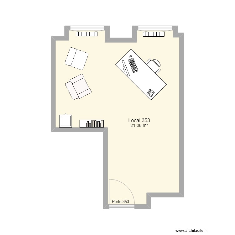 Local 353. Plan de 1 pièce et 21 m2