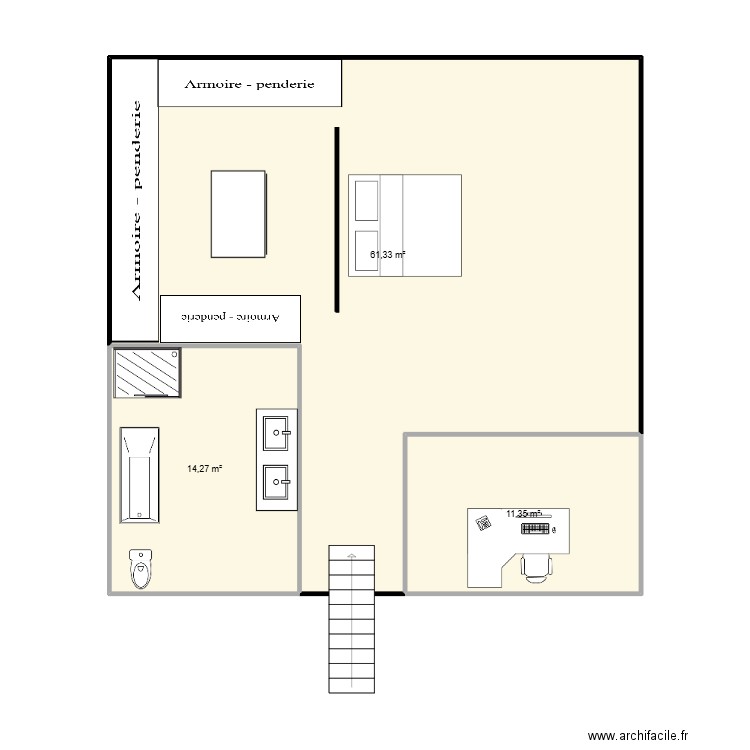 Premier étage Mouscron. Plan de 3 pièces et 87 m2