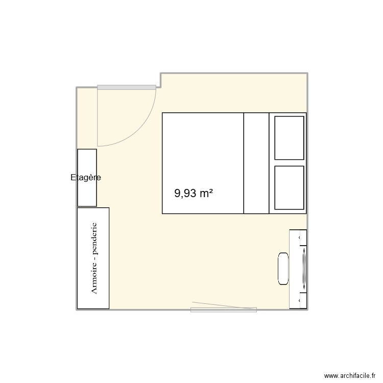 Chambre Louane. Plan de 1 pièce et 10 m2