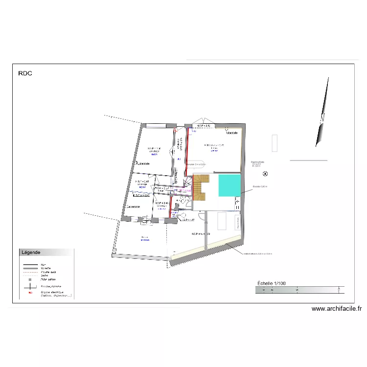 plan chambre froide 2,6 m x 2,6 m  / escalier 2/4 tournant.. Plan de 