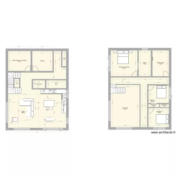 Maison Gaspé RDC & Étage 1. Plan de 15 et 185 m² Maison Gaspé RDC & Étage 1. Plan de 15 et 185 m²