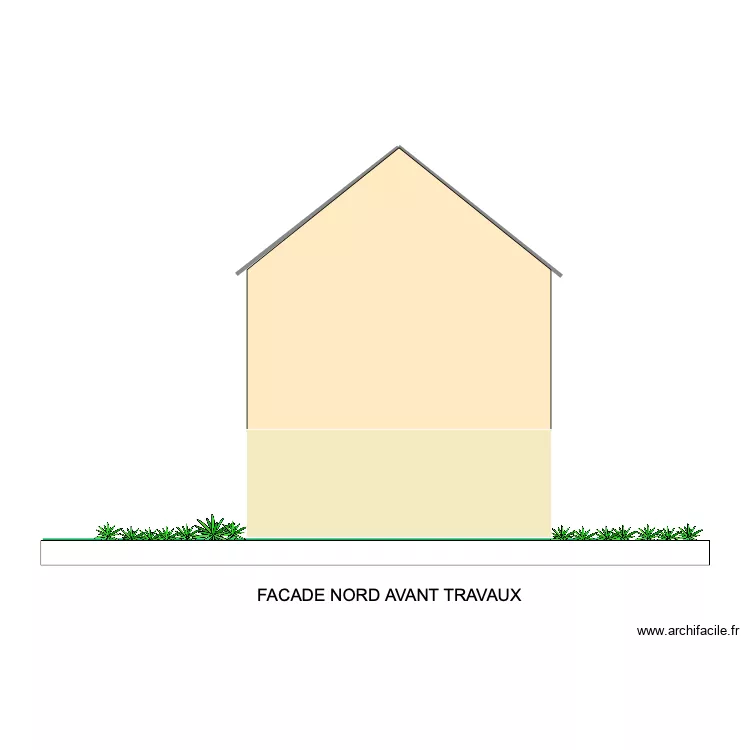 FACADE NORD AVANT et APRES TRAVAUX. Plan de 