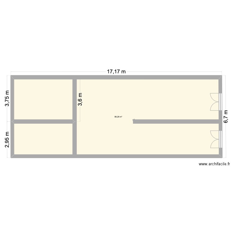 st jean. Plan de 1 pièce et 99 m2