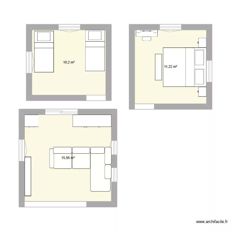 chambre droite. Plan de 