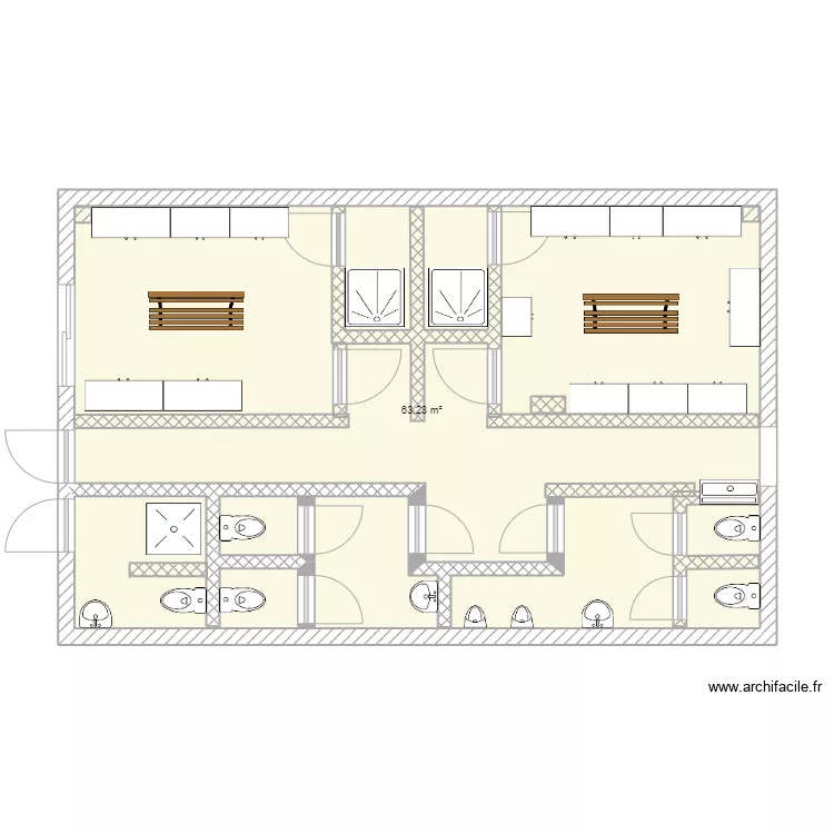 vestiaires MPA. Plan de 