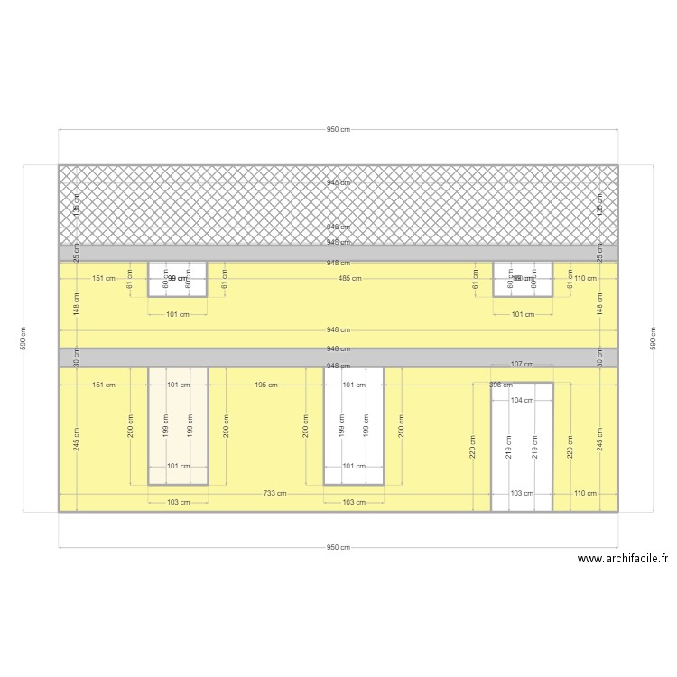 Façade F3 10. Plan de 10 pièces et 55 m2