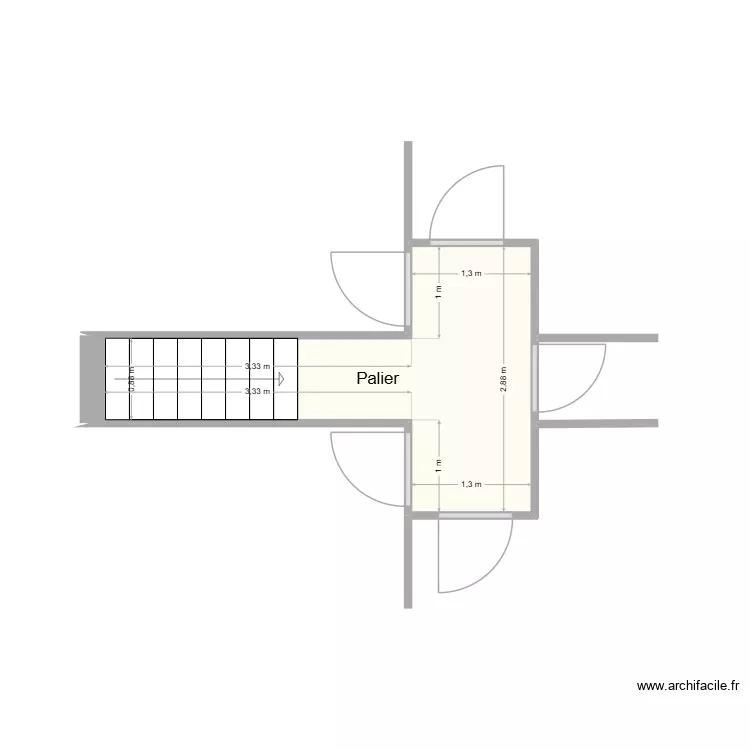 Palier Etage. Plan de 1 Pièce et 7 m² Palier Etage. Plan de 1 Pièce et 7 m²