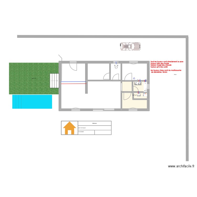 plan technique sci le pere. Plan de 1 pièce et 8 m2