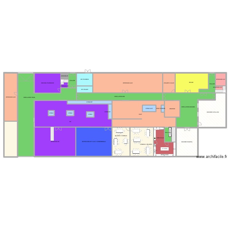 MTE RDC. Plan de 35 pièces et 1156 m2