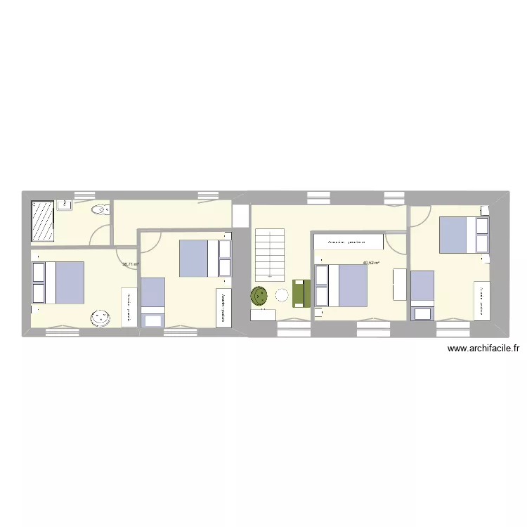 Etage Bleymard. Plan de 2  et 77 m²