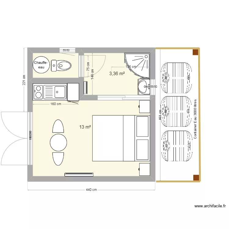 MODULE 20m2 Proto Wierde sans cote version container eau. Plan de MODULE 20m2 Proto Wierde sans cote version container eau. Plan de