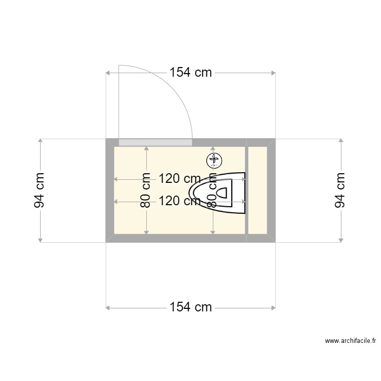Toilette WC. Plan de 0 pièce et 0 m2