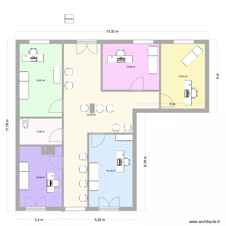 maison m&eacute;dicale. Plan de 7  et 107 m²