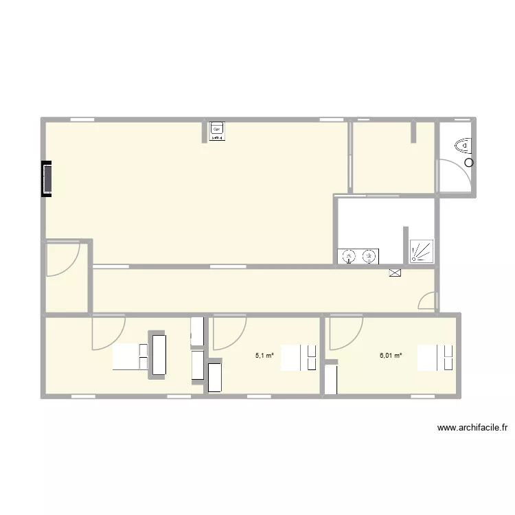 appt zola. Plan de 9  et 62 m²