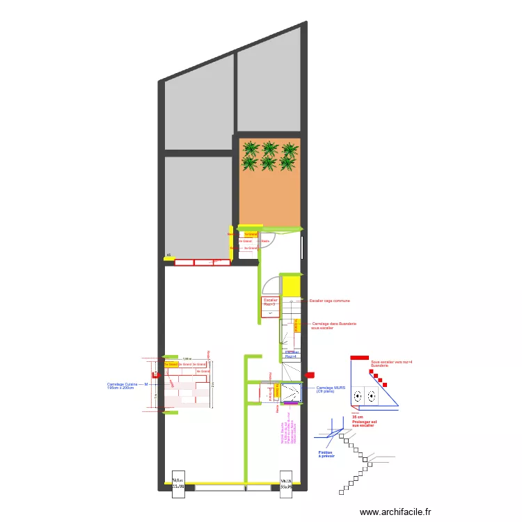 BAUCQ 77 3e &eacute;tage SOLS - Carrelages -. Plan de 8  et 100 m²