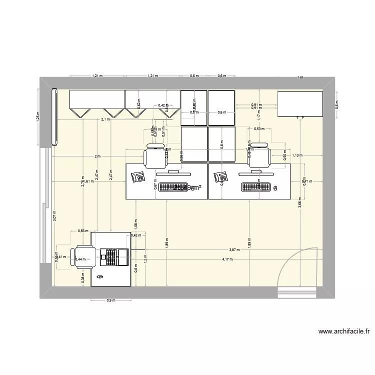 Bureau DDF. Plan de 1  et 25 m²