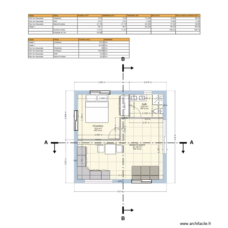 Nouveau plan type T2 OPH 6.50x6.50. Plan de 4 et 71 m² Nouveau plan type T2 OPH 6.50x6.50. Plan de 4 et 71 m²