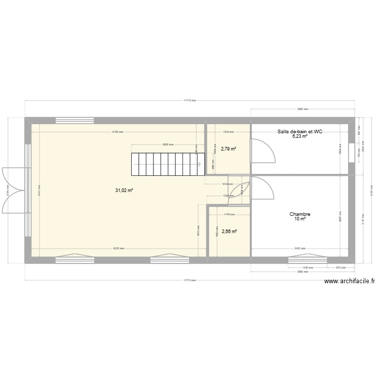Grand Chalet (sans terrasse). Plan de 5 pièces et 53 m2