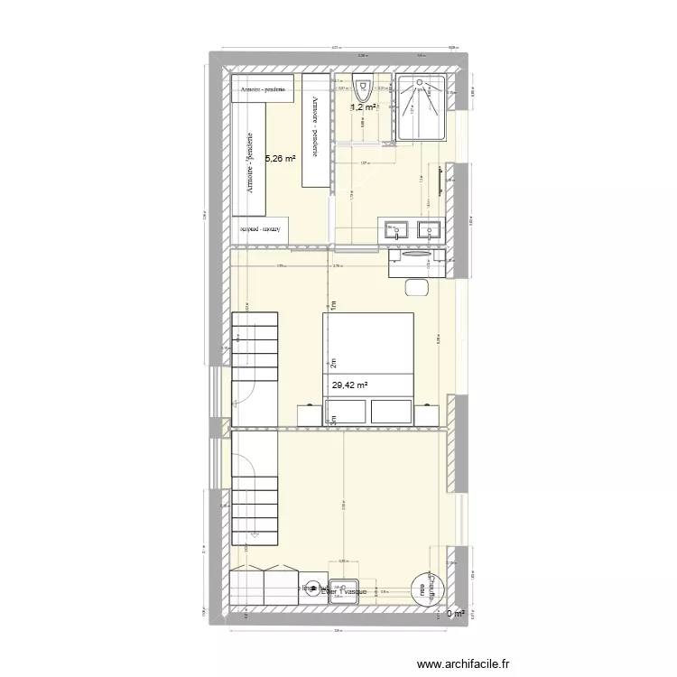 suite v3. Plan de 5  et 36 m²