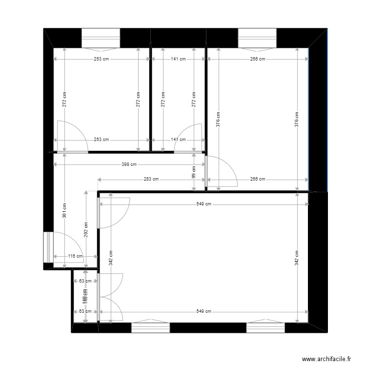 belle 51 gauche. Plan de 6 pièces et 47 m2