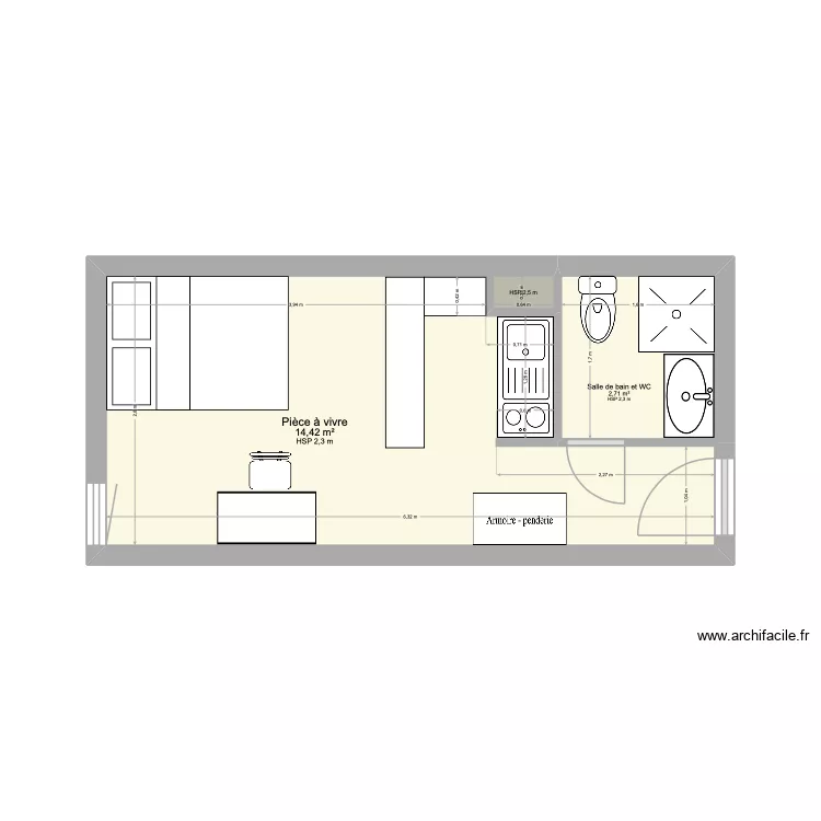 Mathieu Esquirol. Plan de 3  et 17 m²