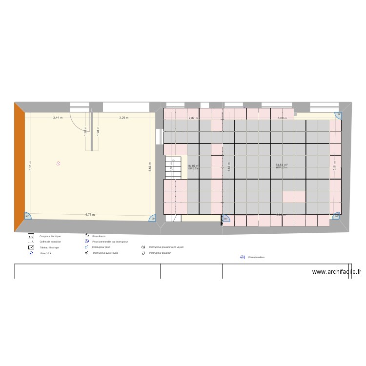 République RC calepinage 3. Plan de 3 pièces et 87 m2