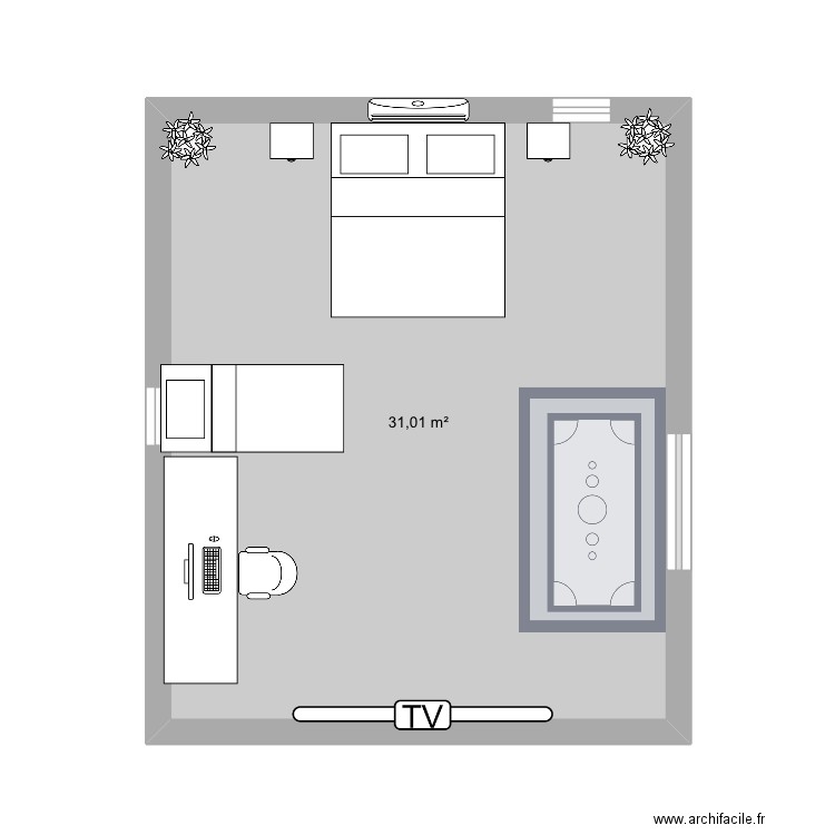 Eccom. Plan de 1 pièce et 31 m2