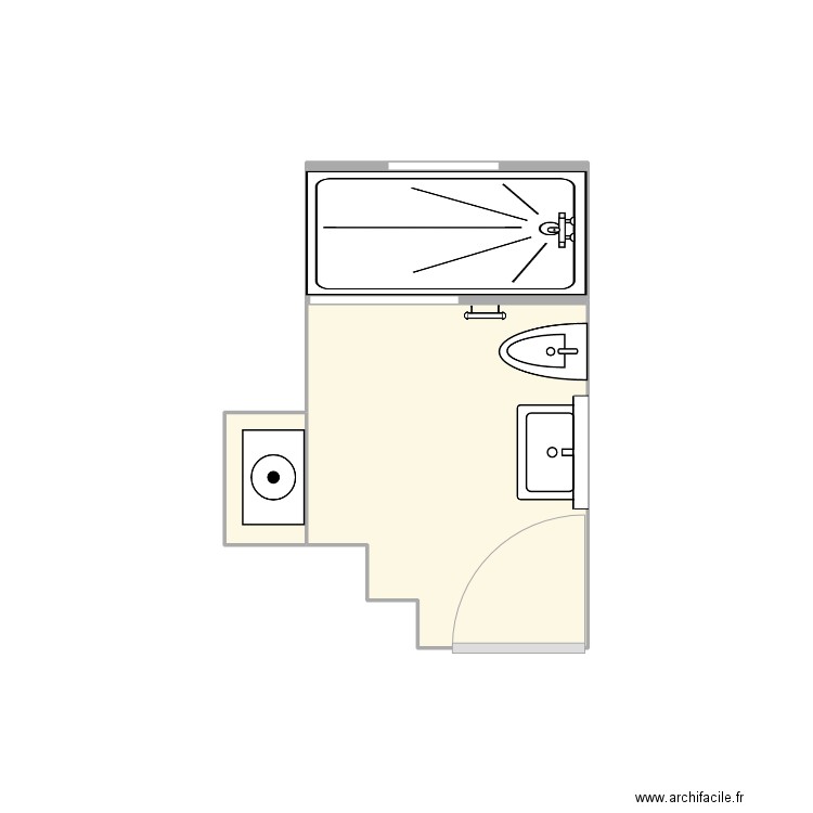 SALLE DE BAIN PDB. Plan de 3 pièces et 5 m2