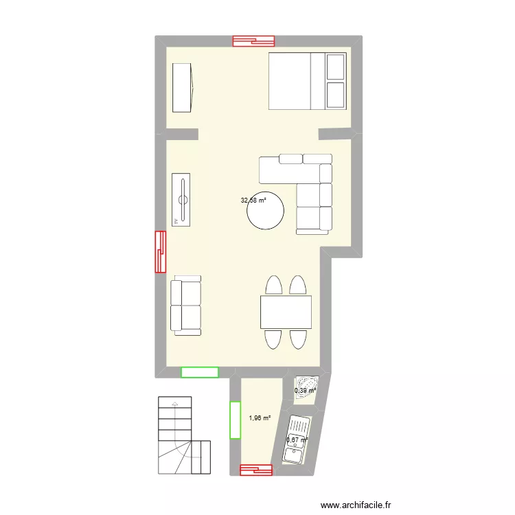 Futur maison2. Plan de 4 pièces et 36 m²