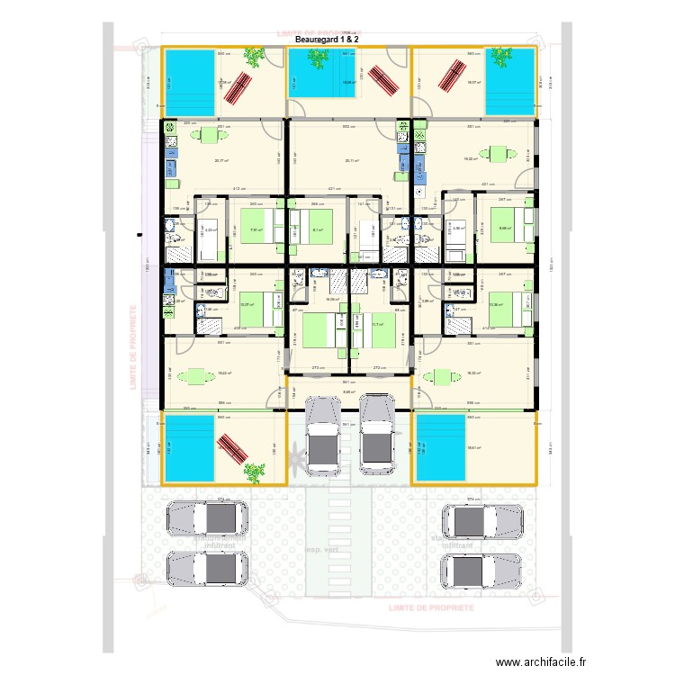 Beauregard parking sept 25/Steph. Plan de 31 pièces et 301 m2