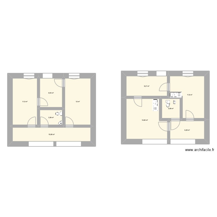 Cabinet / bureau n°1. Plan de 10 pièces et 89 m2