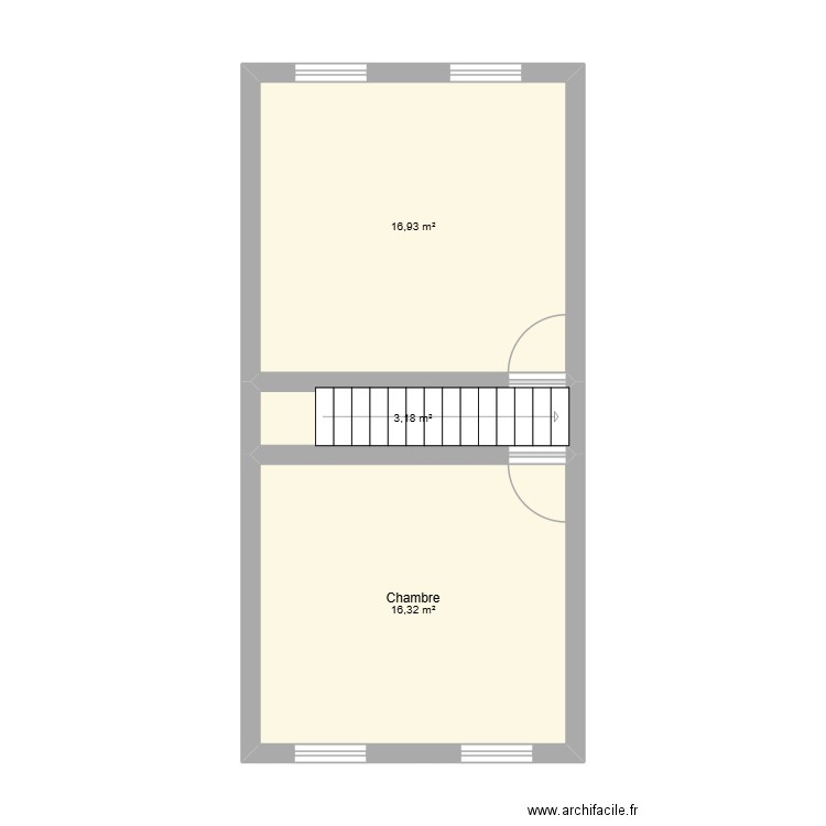 St Hubert 1er étage. Plan de 3 pièces et 36 m2